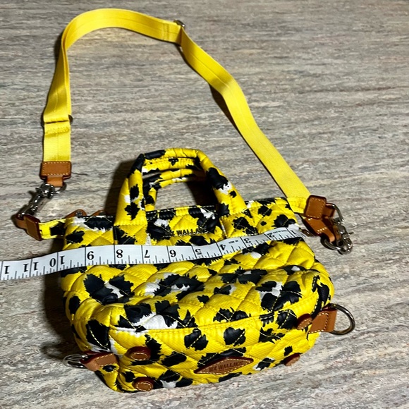 MZ Wallace Micro Sutton Yellow Leopard Quilted Crossbody Women's Bag - Picture 15 of 16